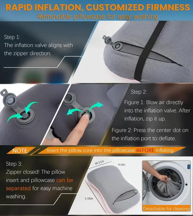 Alt view image 3 of 7 - Inflatable Neck Pillow for Beach Travel Camping Picnic Small Ultralight Cruise Ship Essentials Summer Vacation Must Have Travel Accessories Trip Necessities Stuff Thing Need Gear Gift Supplies Gadget