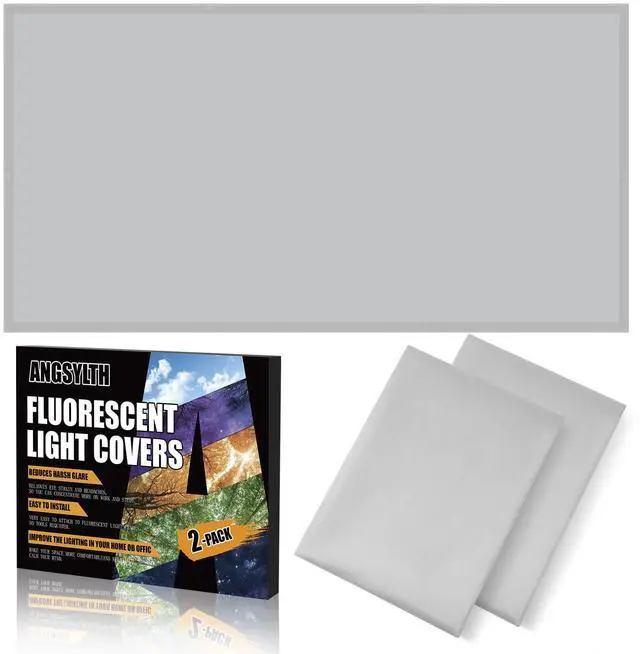 Main image of 2 Pcs Fluorescent Light Covers - 4 x 2 Feet Covers for Ceiling Lights, Magnetic Light Filters for Classroom, Office, Hospitals, Home (Light Gray)