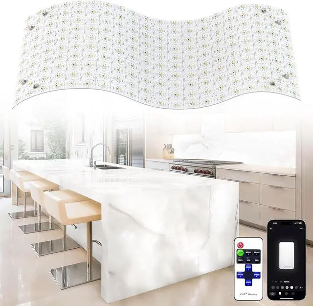 Main image of 4 Pack LED Backlight Sheet, 24V 36W 6000K White Flexible Led Panel Lights with Alexa & APP Remote Control Dimmable Backlit Light 19.7X9.7 Inch for Translucent Stone/Marble/Onyx/Quartz Countertop