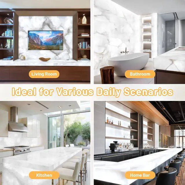 Alt view image 6 of 7 - 4 Pack LED Backlight Sheet, 24V 36W 6000K White Flexible Led Panel Lights with Alexa & APP Remote Control Dimmable Backlit Light 19.7X9.7 Inch for Translucent Stone/Marble/Onyx/Quartz Countertop