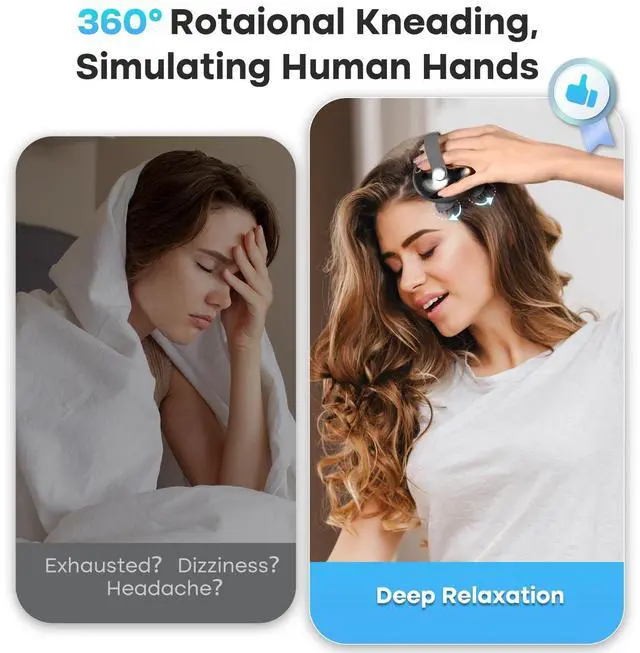 Alt view image 2 of 7 - Scalp Massager Rechargeable Head Massager Scalp Stress Relax, Waterproof Handheld Hair Scratcher with 8 Removable Massage Claws, Gift for Dad Mom