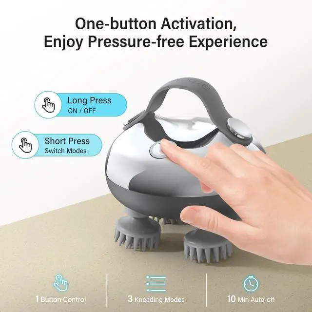Alt view image 6 of 7 - Scalp Massager Rechargeable Head Massager Scalp Stress Relax, Waterproof Handheld Hair Scratcher with 8 Removable Massage Claws, Gift for Dad Mom