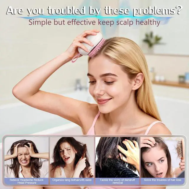 Alt view image 5 of 7 - Scalp Massager Hair Growth - Electric Head Massager Brush - Unique Birthday Gifts for Women - Sonic Vibration Comb for Stimulating Follicles - Relax Scalp Stress for Mom - Pink