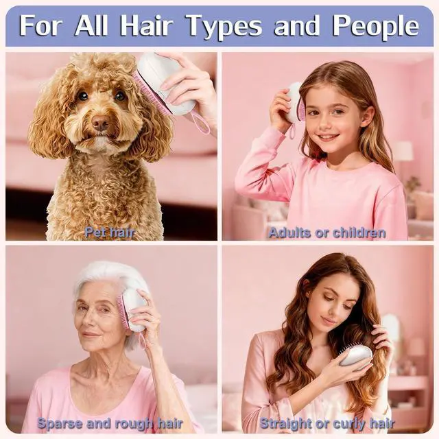 Alt view image 6 of 7 - Scalp Massager Hair Growth - Electric Head Massager Brush - Unique Birthday Gifts for Women - Sonic Vibration Comb for Stimulating Follicles - Relax Scalp Stress for Mom - Pink