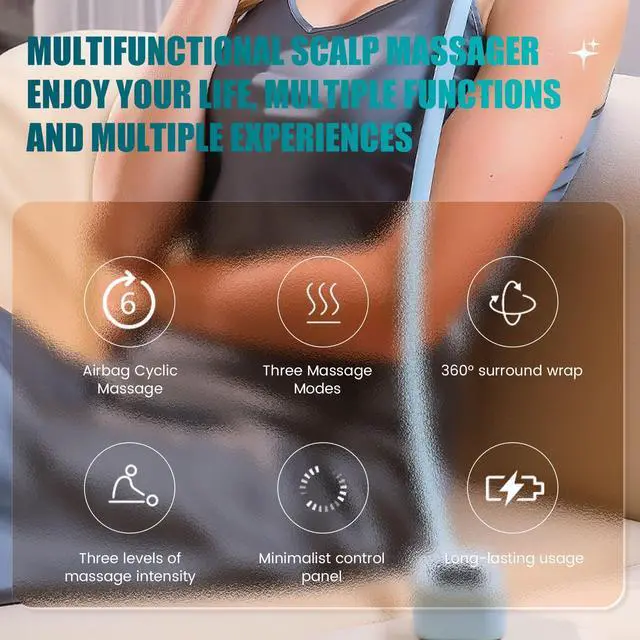 Alt view image 6 of 7 - Head Massager Scalp,Rechargeable Massager for Head,Portable Electric Percussion for Deep Relaxation & Stress Relief,Great Gift for Mom and Grandma