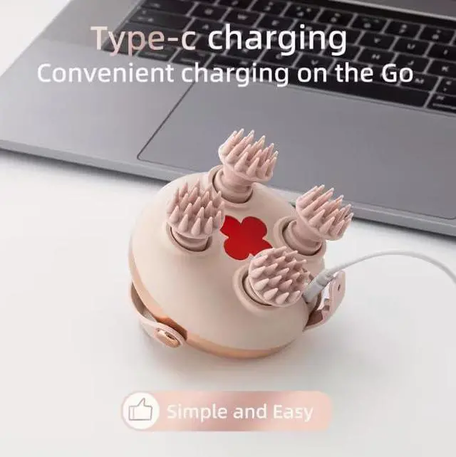 Alt view image 3 of 5 - Electric Scalp Massager, Head Massager Scalp Stress Relax, Rechargeable IPX7 Waterproof 2 Massage Styles, 8 Removable Claws for Head/Body Massage & Face Cleaning