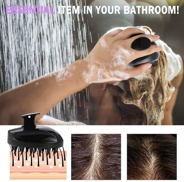 Alt view image 3 of 7 - Scalp Massager Shampoo Brush, Hair Scalp Scrubber Shower Hair Brush Head Massager for Stress Relax Hair Growth, Dandruff Brush Scalp Exfoliator for Women Men Kids Pets, Black
