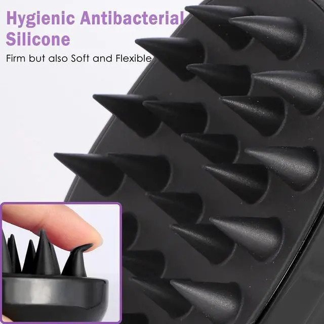 Alt view image 4 of 7 - Scalp Massager Shampoo Brush, Hair Scalp Scrubber Shower Hair Brush Head Massager for Stress Relax Hair Growth, Dandruff Brush Scalp Exfoliator for Women Men Kids Pets, Black