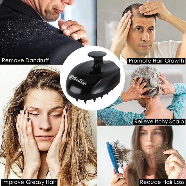 Alt view image 5 of 7 - Scalp Massager Shampoo Brush, Hair Scalp Scrubber Shower Hair Brush Head Massager for Stress Relax Hair Growth, Dandruff Brush Scalp Exfoliator for Women Men Kids Pets, Black