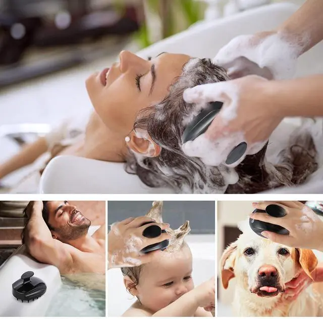 Alt view image 7 of 7 - Scalp Massager Shampoo Brush, Hair Scalp Scrubber Shower Hair Brush Head Massager for Stress Relax Hair Growth, Dandruff Brush Scalp Exfoliator for Women Men Kids Pets, Black