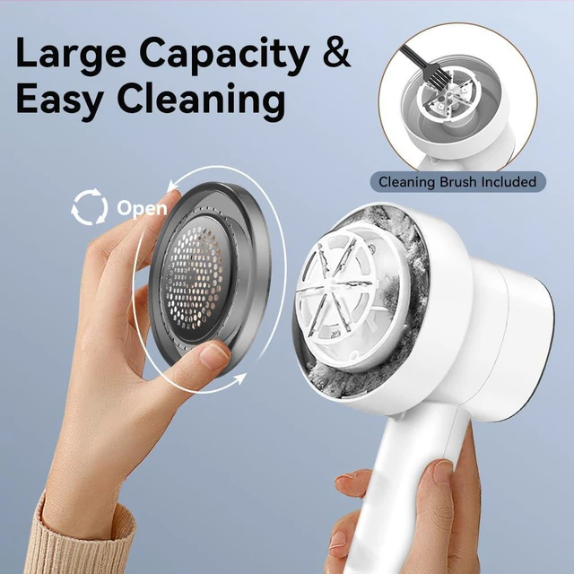 Alt view image 7 of 7 - Rechargeable Fabric Shaver for Clothes: 6-Leaf Blades & 3 Speeds to Remove Pilling, Fuzz & Lint Balls - with LED Display, Portable Electric Lint Remover for Sweater, Couch, Blanket, Furniture