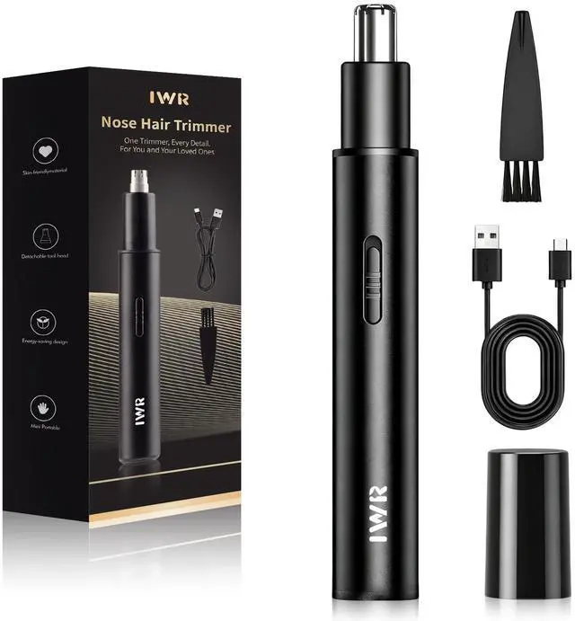 Main image of Nose Hair Trimmer, Rechargeable Nose Hair Trimmer for Men Women with Cleaning Brush, Easy to Clean, Multifunctional Nose and Ear Hair Trimmer Improved Stainless Steel Replaceable Blade(Black)