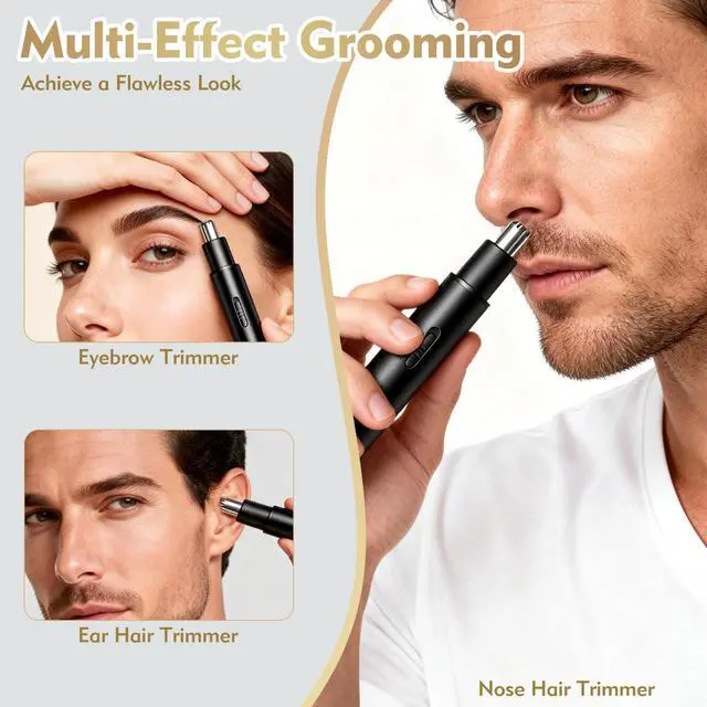 Alt view image 4 of 6 - Nose Hair Trimmer, Rechargeable Nose Hair Trimmer for Men Women with Cleaning Brush, Easy to Clean, Multifunctional Nose and Ear Hair Trimmer Improved Stainless Steel Replaceable Blade(Black)