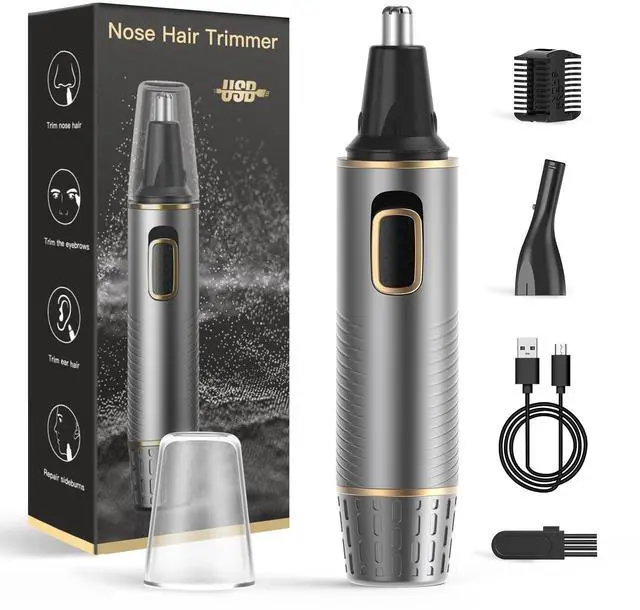 Main image of Nose Hair Trimmers for MenRechargeable Hair Trimmer 2 in 1 Painless Multifunctional Ear and Nose Hair Trimmer with IPX7 Waterproof Dual Edge Blades (Grey)