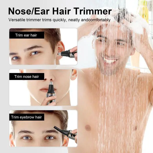 Alt view image 2 of 7 - Nose Hair Trimmers for MenRechargeable Hair Trimmer 2 in 1 Painless Multifunctional Ear and Nose Hair Trimmer with IPX7 Waterproof Dual Edge Blades (Grey)
