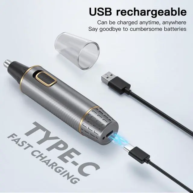 Alt view image 3 of 7 - Nose Hair Trimmers for MenRechargeable Hair Trimmer 2 in 1 Painless Multifunctional Ear and Nose Hair Trimmer with IPX7 Waterproof Dual Edge Blades (Grey)