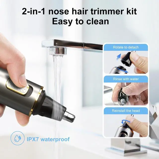 Alt view image 6 of 7 - Nose Hair Trimmers for MenRechargeable Hair Trimmer 2 in 1 Painless Multifunctional Ear and Nose Hair Trimmer with IPX7 Waterproof Dual Edge Blades (Grey)