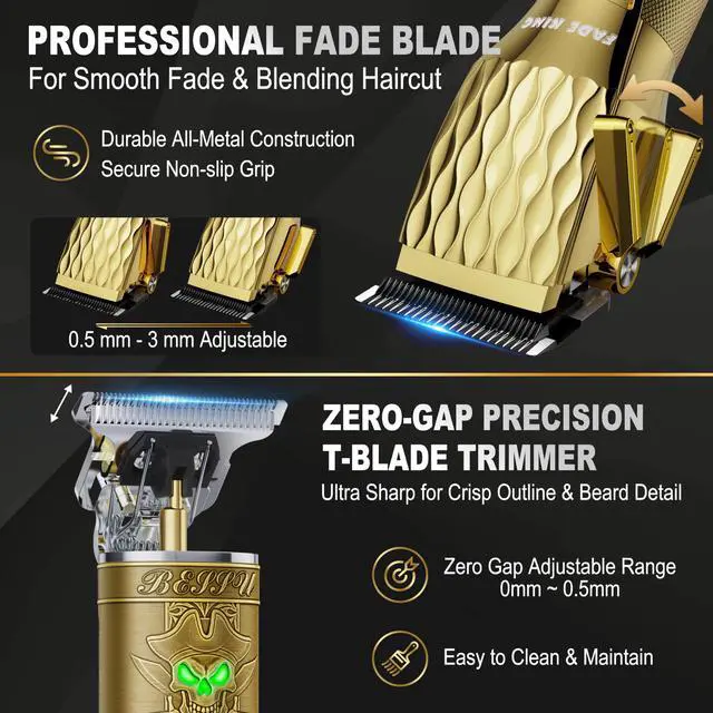 Alt view image 2 of 6 - ® Professional Hair Clippers for Men Cordless Barber Clippers & Beard Trimmer for Men, Fade Clipper and Trimmer Set for Home & Barber Use, Complete Men's Grooming Kit - Gifts for Men