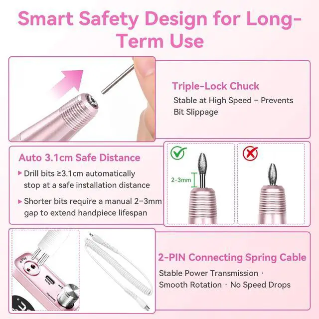 Alt view image 4 of 7 - Rechargeable Nail Drill for Beauty School & Home Use E-File, White
