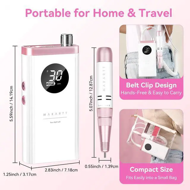Alt view image 7 of 7 - Rechargeable Nail Drill for Beauty School & Home Use E-File, White