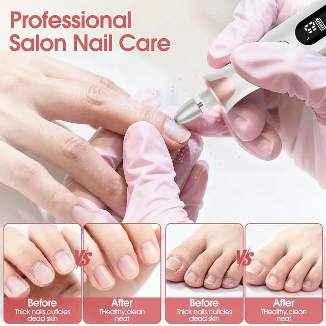 Alt view image 3 of 7 - Electric Nail Drill File, Cordless Electric Nail Filer Buffer with Nail Drill Bits Sanding Bands Professional Manicure Pedicure Set for Nail Grind Trim Polish, for Women & Men