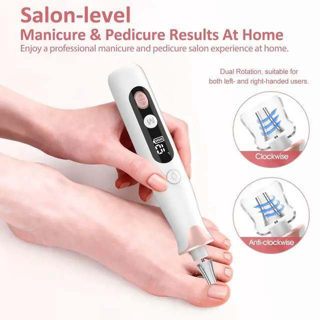 Alt view image 4 of 7 - Electric Nail Drill File, Cordless Electric Nail Filer Buffer with Nail Drill Bits Sanding Bands Professional Manicure Pedicure Set for Nail Grind Trim Polish, for Women & Men