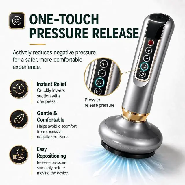 Alt view image 3 of 6 - Electric Deep Tissue Massage Tool for Pain Relief, Lymphatic Drainage & Cellulite Roller, LowNoise HighPower Suction Guasha Massager Device for Full Body, Adjustable Levels for Neck Back Legs Arms