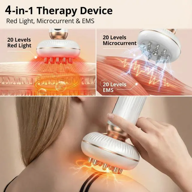Alt view image 4 of 7 - 4-in-1 Lymphatic Drainage Massager - Body Sculpting Machine - Anti Cellulite Massage Tool for Cellulite Reduction, Fat, Pain Relief on Legs, Arms, Belly, Butt & Stomach