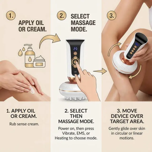 Alt view image 7 of 7 - 4-in-1 Lymphatic Drainage Massager - Body Sculpting Machine - Anti Cellulite Massage Tool for Cellulite Reduction, Fat, Pain Relief on Legs, Arms, Belly, Butt & Stomach