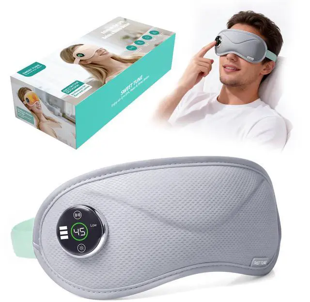 Main image of Cordless Heated Eye Mask with Massager, Warm Compress for Eyes, 3D Contoured Light-Blocking Eye Mask for Dry Eyes, LED Display, 3 Heat & Vibration Modes, Home, Office & Travel