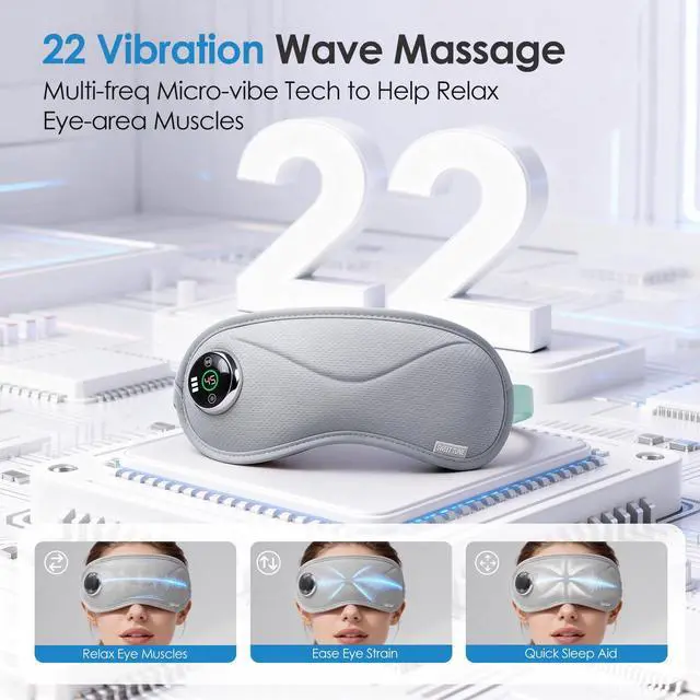 Alt view image 4 of 7 - Cordless Heated Eye Mask with Massager, Warm Compress for Eyes, 3D Contoured Light-Blocking Eye Mask for Dry Eyes, LED Display, 3 Heat & Vibration Modes, Home, Office & Travel