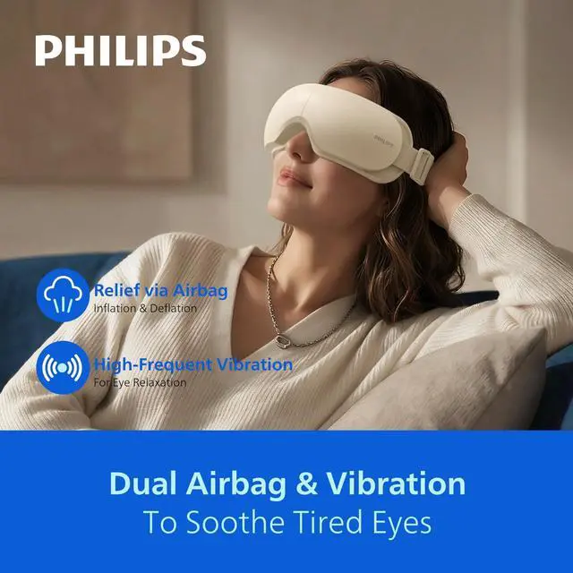 Alt view image 2 of 7 - Eye Massager with Heat, Warm Compress for Nightly Relaxation,Headache & Migraine Relief, Rechargeable with Bluetooth Music for Better Sleep,Daily Bedtime Use,Ideal Gifts for Mom,Women,Dad
