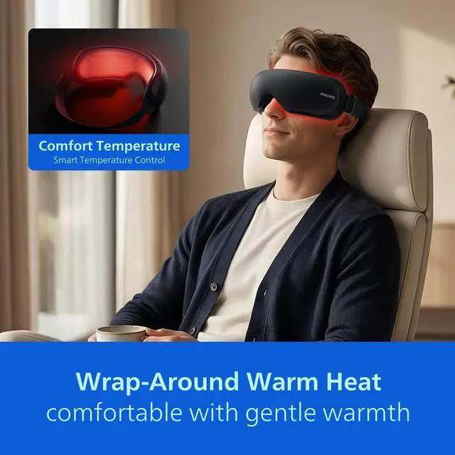 Alt view image 3 of 7 - Eye Massager with Heat, Warm Compress for Nightly Relaxation,Headache & Migraine Relief, Rechargeable with Bluetooth Music for Better Sleep,Daily Bedtime Use,Ideal Gifts for Mom,Women,Dad
