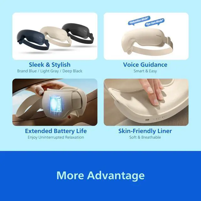 Alt view image 6 of 7 - Eye Massager with Heat, Warm Compress for Nightly Relaxation,Headache & Migraine Relief, Rechargeable with Bluetooth Music for Better Sleep,Daily Bedtime Use,Ideal Gifts for Mom,Women,Dad