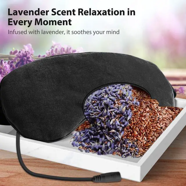 Alt view image 5 of 6 - Heated Eye Mask, Warm Eye Compress Mask, USB Electric Eye Heating Pad with Temperature & Timer Control, Dry Eye Mask for Dry Eyes Blepharitis Sinus Migraine Stye MGD Puffiness Black