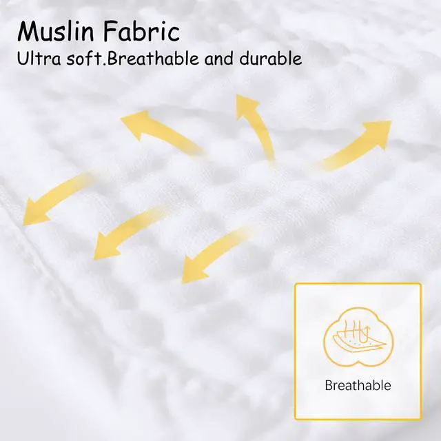 Alt view image 7 of 7 - 12 Pack Muslin Burp Cloths 100% Cotton Muslin Cloths Large 20''x10'' Extra Soft and Absorbent Baby Burping Cloth - White