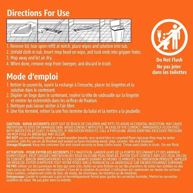 Alt view image 4 of 6 - Basics Wet Mopping Cloth Refills, Multi-Surface Floor Cleaning, Fresh Scent, Low Streak, Disposable, 24 Count (Fits Swiffer Sweeper Mop Heads)