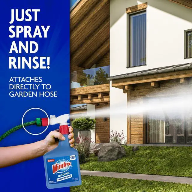 Alt view image 4 of 7 - Windex Outdoor Window and Glass Cleaner for Hose Ammonia Free, Concentrated Formula for Deep Outdoor Clean, Patio Cleaner, Compatible With All Hoses, 32 Fl Oz (Pack of 2)