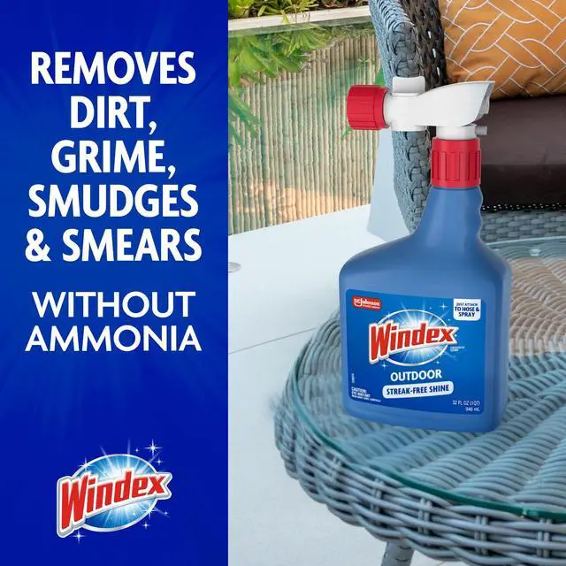 Alt view image 5 of 7 - Windex Outdoor Window and Glass Cleaner for Hose Ammonia Free, Concentrated Formula for Deep Outdoor Clean, Patio Cleaner, Compatible With All Hoses, 32 Fl Oz (Pack of 2)