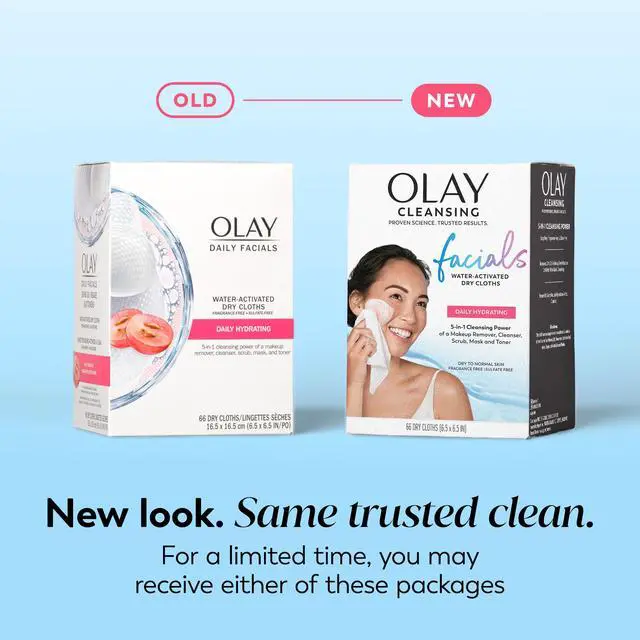 Alt view image 2 of 7 - Olay Makeup Remover Wipes, Daily Facials Hydrating Face Cleanser for Normal to Dry Skin, Alcohol & Fragrance Free, Soft Face Wash Towels, Travel Essentials for Women, Convenient Dry Cloths, 66 ct