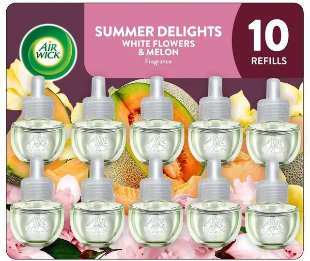 Main image of Air Wick Plug-In Scented Oil Refills, 10 Count, Summer Delights, Air Freshener, Essential Oils, Eco Friendly