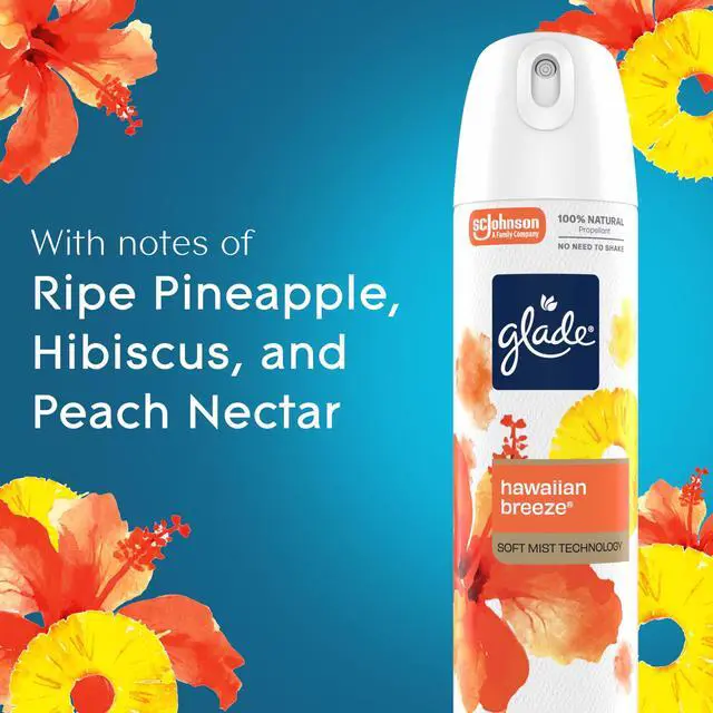 Alt view image 4 of 7 - Air Freshener Room Spray, Hawaiian Breeze Scent, Odor Fighting to Deliver Long Lasting Freshness, 7.3 Oz, 6 Count