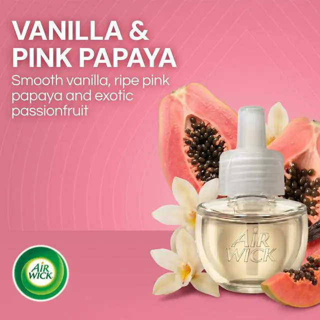 Alt view image 2 of 7 - Air Wick Plug-In Scented Oil Refills, 10 Count, Vanilla and Pink Papaya, Air Freshener, Essential Oils, Eco Friendly