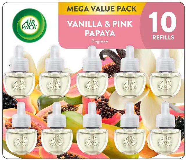Main image of Air Wick Plug-In Scented Oil Refills, 10 Count, Vanilla and Pink Papaya, Air Freshener, Essential Oils, Eco Friendly
