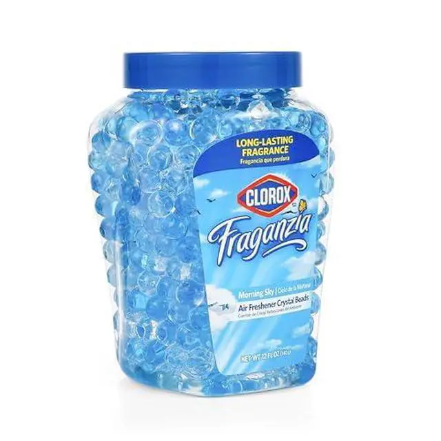 Alt view image 5 of 7 - Clorox Fraganzia Crystal Beads Air Freshener Twin Pack, Long Lasting Room Deodorizer and Odor Eliminator Gel Beads for Home, Car, or Office, Morning Sky Scent, 24 Fl Oz
