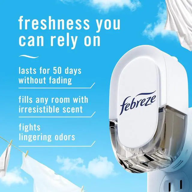 Alt view image 2 of 6 - Febreze Plug In Air Freshener, Odor-Fighting Scented Oil Refill, Linen & Sky Scent, 4 Refills