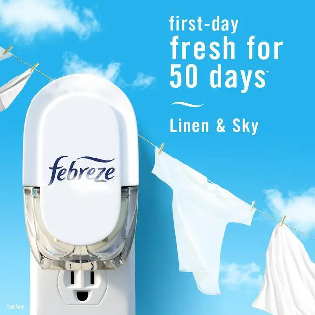 Alt view image 3 of 6 - Febreze Plug In Air Freshener, Odor-Fighting Scented Oil Refill, Linen & Sky Scent, 4 Refills