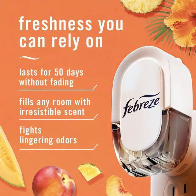 Alt view image 2 of 7 - Febreze Plug in Air Freshener, Odor-Fighting Scented Oil Refill, Air Fresheners for Home and Bathroom and Kitchen, Long Lasting for Strong Odors, Hawaiian Aloha Scent, 0.87oz Refills, 3 Count