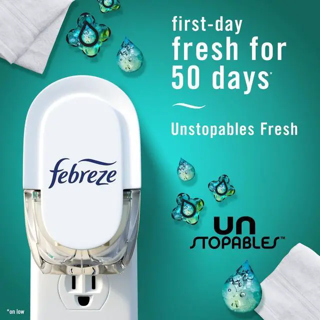 Alt view image 3 of 6 - Febreze Plug-in Air Freshener, Odor-Fighting Scented Oil Refill, Air Fresheners for Home, Bathroom and Kitchen, Long Lasting, Unstopables Fresh Scent, 0.87oz Refills, Multi Color, 3 Count