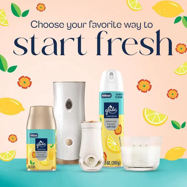 Alt view image 7 of 7 - Glade Odor Fighting Soft Mist Air Freshener Room Spray, Lemon Zest & Poppy, 8oz., 6 count